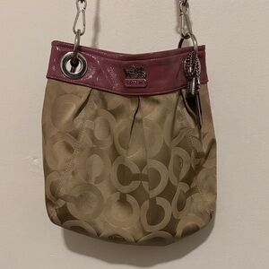 Coach Vintage Signature Madison Canvas Shoulder & Crossbody Bag with Pink Trim